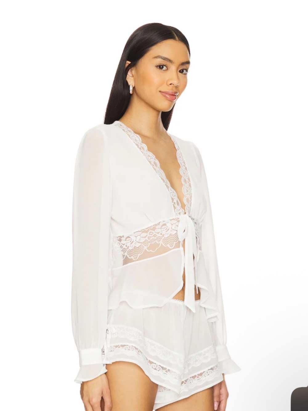Revolve Kat the Label white Betty blouse NWT size Small - Picture 3 of 12